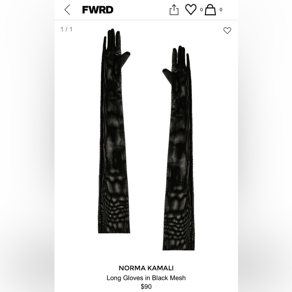 Norma Kamali Long Gloves in Black Mesh